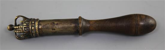 An early 19th century brass tipstaff, 7.5in.